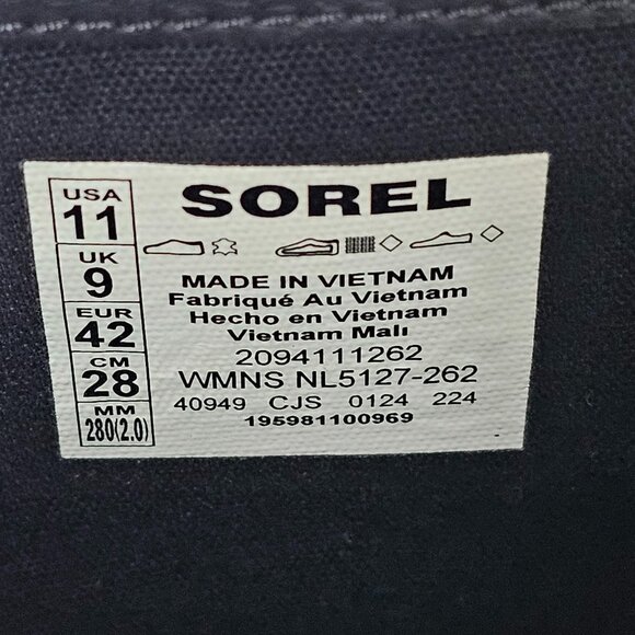 SOREL Joan Now Zip Front Leather Heel Boot Canoe- Black Women's Size 11 - Picture 12 of 12